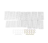 Silicone Jewelry Molds Assorted Styles Smoothing Reusable Flexible Pendant Casting Molds for Earrings Soap Candle Making DIY Craft Projects with 14 Pieces 20 Hooks