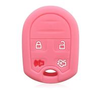 Silicone Key Case for for Focus for Fiesta Escape for Explorer V Eske 2012-2017 Key Cover 3/4 Button Key Holder Shell Protection Remote Car metal key case(Pink B(4 button))