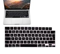 Silicone Keyboard Cover for MacBook Air 13.6 Inch M2 2022, MacBook pro 14 and 16'' (MacBook Pro 14/16 M1 Pro/Max 2021) with Touch ID,Keyboard Layout, black