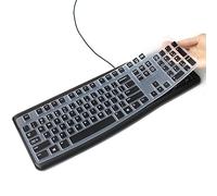 Silicone Keyboard Cover Skin for Logitech K120 & MK120 Ergonomic Desktop USB Wired Keyboard Waterproof Protector Accessories (Black)
