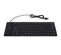 Silicone Keyboard, Roll Up Keyboard Lightweight Portable Silent Soft Comfortable USB Wired Silicone Keyboard Silicone Keyboard Fully Sealed Design Rubber Keyboard for PC (Black)