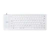 Silicone Keyboard, Rubber Keyboard Silicone Keyboard Fully Sealed Design Lightweight Portable Silent Soft Comfortable USB Wired Silicone Keyboard for PC (White)