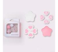 Silicone Keycap Set for Switch for Joy-Con for White Silicone (Star Pink White)