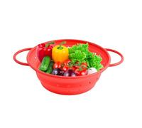 Silicone Kitchen Basket | Round Dish Drainer for Fruits and Vegetables, Foldable Heat-resistant Colander with Handles for Washing Pasta, Berries, Sink Use, Utensils