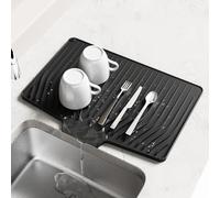Silicone Kitchen Drain Pad Non Slip Dish Drying Mat for Counter Sink，Black