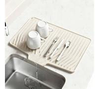 Silicone Kitchen Drain Pad Non Slip Dish Drying Mat for Counter Sink，Off-White