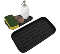 Silicone Kitchen Sink Organiser Tray, Non-Slip Soap Sponge Holder Black