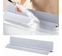Silicone kitchen sink splash guard -Extra Large self draining bathroom/island splash guard（23 * 3.5 * 3.9 inch ）,7 suction cups for anti slip and strong stability, durable and easy to clean (gray)