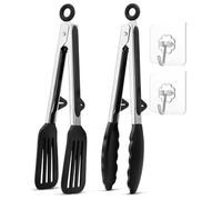 Silicone Kitchen Tongs, 2 Pcs Food Safe Silicone Cooking Clamps Non-Slip Locking Grill Clamps for Cooking, Buffet, Salad, air Fryer