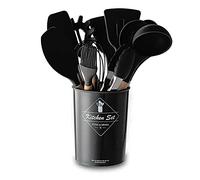 Silicone Kitchen Utensil Set with Wooden Handles, Heat Resistant Cooking Tools for Non Stick Cookware, Essential Kitchen Gadgets for Everyday Cooking