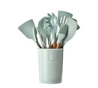 Silicone Kitchen Utensil Set with Wooden Handles, Heat Resistant Cooking Tools for Non Stick Cookware, Essential Kitchen Gadgets for Everyday Cooking