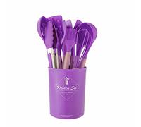 Silicone Kitchen Utensil Set with Wooden Handles, Heat Resistant Cooking Tools for Non Stick Cookware, Essential Kitchen Gadgets for Everyday Cooking