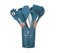 Silicone Kitchen Utensil Set with Wooden Handles, Heat Resistant Cooking Tools for Non Stick Cookware, Essential Kitchen Gadgets for Everyday Cooking