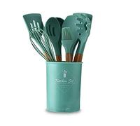 Silicone Kitchen Utensil Set with Wooden Handles, Heat Resistant Cooking Tools for Non Stick Cookware, Essential Kitchen Gadgets for Everyday Cooking