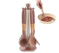 Silicone Kitchen Utensils - 7 Piece Dishwasher Safe Space Saving Kitchen Utensils Set with Storage Holder | for Pots, Pans, Frying Pan