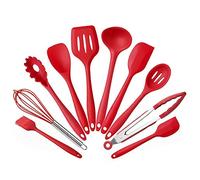Silicone Kitchen Utensils Set, 10 Pieces Silicone Cooking Tools, Non-Stick Cookware Spoon Turner Set, Heat Resistant Kitchen Tools Spatula Spoons, Red