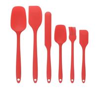 Silicone Kitchen Utensils Set 6pc Silicone Spatula Set for Baking-Cake Frosting Kit with Brush, Non-Stick Scrapers & Cream Spreads(Red-Bag)