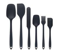 Silicone Kitchen Utensils Set 6pc Silicone Spatula Set for Baking-Cake Frosting Kit with Brush, Non-Stick Scrapers & Cream Spreads(Black-Bag)