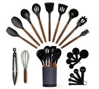 Silicone Kitchen Utensils Set & Holder: Silicone Cooking Utensils Set - Kitchen Essentials for New Home & 1st Apartment Kitchen Set - Silicone Spatula Set, Cooking Spoons for Nonstick Cookware