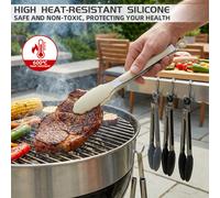 Silicone Kitchen Utensils Set, Non-Toxic Cooking Tools with Solid Handles Set of 4，7 inchs tongs