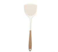 silicone kitchenware set with spatula and soup spoon designed for temperature cooking and non care (A White and brown)