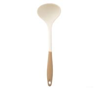 silicone kitchenware set with spatula and soup spoon designed for temperature cooking and non care (C White and brown)