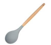 Silicone Kitchenware Wooden Handle Hand Held Safe Non-Stick Portable Cookware House Restaurant Cooking Tools Accessories Spoon Grey