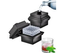 Silicone Large Ice Cube Tray with Funnel Lid-5.3cm, Square Ice Trays Easy Release, Slow Melting Rhombus Shape Ice Cubes Perfect for Whiskey, Cocktail and Drink (2)