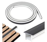 Silicone LED Profile, 3M DIY Flexible LED Strip Diffuser Channel, 10mm Neon Light Strip Channel System Led Strip Cover Recessed Installation for Cabinet, Kitchen Bedroom Lighting (Black, 15x10mm)