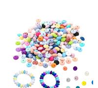 Silicone Lentil Beads - 200pcs Loose Spacer Bead, Bulk Mixed Color Colorful Handmade Abacus | Keychain Making for Bracelets, Necklace, DIY Craft Women Boys Girls Youth Teens Son Daughter Family
