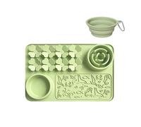 Silicone Lick Mat & Slow Feeder Bowl for Dogs and Cats - Suction Cup Snuffle Mat for Dogs and Cats - Slow Eating, Smell Training, Collapsible Portable Pet Bowl (Green)