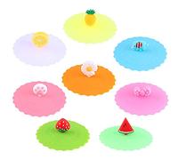 Silicone Lid, Coffee Mug, Reusable Anti-Dust Silicone Cup Lid, Cup Cover, Leak-proof Cup Lid for Coffee, Beer Mug, Wine Glass, Home Outdoors (Colourful, Pack of 8)