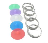 Silicone Lid Set for Fermentation Jars with For Airlock, Non Toxic BPA Material, 5 Pieces with Option of Metal Rings, Designed for Pickling Various Vegetables and Kimchi (B)