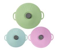 Silicone Lids, 3Pcs Microwave Splatter Covers, Reusable Heat Resistant Food Suction Lids with Handle, 12.4/9.1/7.9" Reusable Suction Seal Cover for Bowls, Pots, Cups