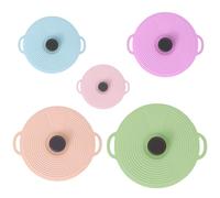 Silicone Lids, 5 Different Sizes Stretch Lids, Food-Grade Silicone Drink Glass Cup Li ds, Reusuable Microwave Cover, Anti-Dust & Suction Seal Heat Resistant Lid for Cups, Bowls, Plates, Pots
