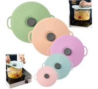 Silicone Lids 5Pcs Silicone Lids for Pots and Pans 12.4/11/9.1/7.9/6''Silicone Pot Lids Food Grade Silicone Bowl Covers with Handle Reusable Suction Seal Covers for Bowls,Cups,Silicone Lids For Bowls