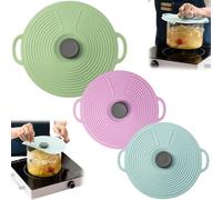 Silicone Lids for Pots & Pans 3Pcs 12.4/9.1/7.9'' Silicone Pot Lids Food Bowl Covers with Handle Reusable Suction Seal Covers for Bowls, Pots, Cups, For Bowls, Silico