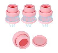 Silicone Lids - Round Straw Mat | Plum Pink Straw Flowers with Cover | Set of 4 Silicone Lids for Straws | Hygienic Dust Caps for Cups, Tumblers and Cups