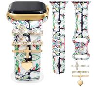 Silicone Life Tree Printed Band Compatible with Apple Watch Bands Women 40mm 41mm 38mm 42mm 44mm 45mm 46mm 49mm, Soft Silicone Straps with Charms for iWatch Series 11 10 9 8 7 6 5 4 SE/Ultra 3 2 1