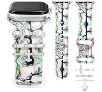 Silicone Life Tree Printed Band Compatible with Apple Watch Bands Women 40mm 41mm 38mm 42mm 44mm 45mm 46mm 49mm, Soft Silicone Straps with Charms for iWatch Series 11 10 9 8 7 6 5 4 SE/Ultra 3 2 1