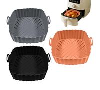 Silicone Liner For Airfryer Baskets | 3 Pack Reusable Non-stick Square Coaster for Baking - Silicone Airfryer Basket Coasters | For Oven Use With Frying Pan Toaster