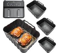 Silicone Liners for Keplin 9L Dual Zone Air Fryer | Convex Base, 4-Pack | Fits the Keplin 9L Dual Zone air fryer. Four liners, each 20.7 × 15.3 × 10.7cm, food-grade platinum silicone.