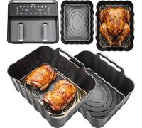 Silicone Liners for Keplin 9L Dual Zone Air Fryer | Convex Base | Fits the Keplin 9L Dual Zone air fryer. Two liners, each 20.7 × 15.3 × 10.7cm, food-grade platinum silicone.