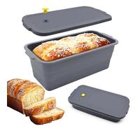 Silicone Loaf Tin with Lid, Non Stick Rectangle Bread Tin, Foldable Cake Mould with Metal Reinforced Frame, Reusable Bread Baking Tin for Homemade Breads, Cakes, Meat Loaf, 12.6 x 5.7 x 4.5 In