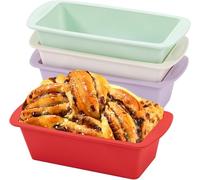 Silicone Loaf Tins,4 Pcs Mini Loaf Tins,Silicone Cake Tins,Non-Stick Bread Tins,20 x 9.5 x 5.5 cm Loaf Tin Cake Mould Cake Mould Toast Bread Baking Mould, Non-Stick Coating Quick Release Bread