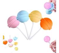 Silicone Lollipop Ice Cream Maker, 4 Pieces Jellies Mould, Reusable Large Lollipop-Shaped Ice Mold, Non-Stick Homemade P opsicle Molds for Making Jellies Cake Chocolate Lollipop Candy