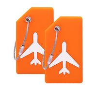 Silicone Luggage Tag with Name ID Card Perfect to Quickly Spot Luggage Suitcase, Orange, OneSize