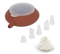 Silicone Macarons Piping Pot, Piping Pot Tips, Silicone Macaron Mold Pot Baking Mold Baking Kit with 5 Nozzle Tips Large Baking Decorating Pastry Cream Cake Nozzle Tool