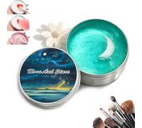 Silicone Makeup Brush Cleaner Soap, 2-in-1 Solid Brush Cleaner Balm, For Brushes & Sponges, Portable Travel Size Cosmetic Cleaning Tool(Moon)