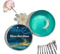 Silicone Makeup Brush Cleaning Pad with Soap, 2 in 1 Solid Makeup Brush Cleaner Soap, Deep Cleaning Brush Cleaner Pad for Makeup Sponges Tool, Gentle & Residue-Free (Moon)